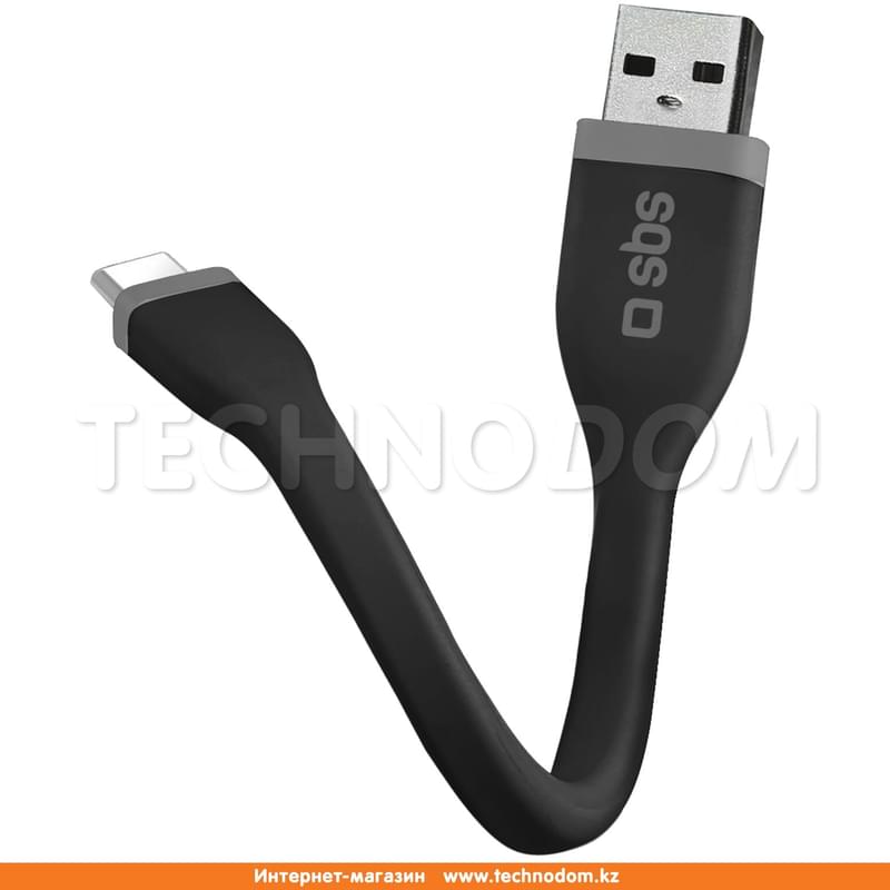 Кабель USB 2.0 - Type-С, SBS, 12см, Чёрный (TECABLETCSHFLATK) - фото #0, Technodom.kz