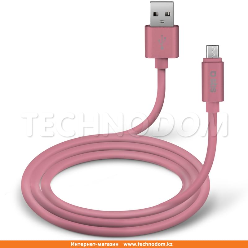 Кабель USB 2.0 - Micro USB, SBS, 1м, Polo series, Розовый (TECABLPOLOMICUSBP) - фото #0, Technodom.kz
