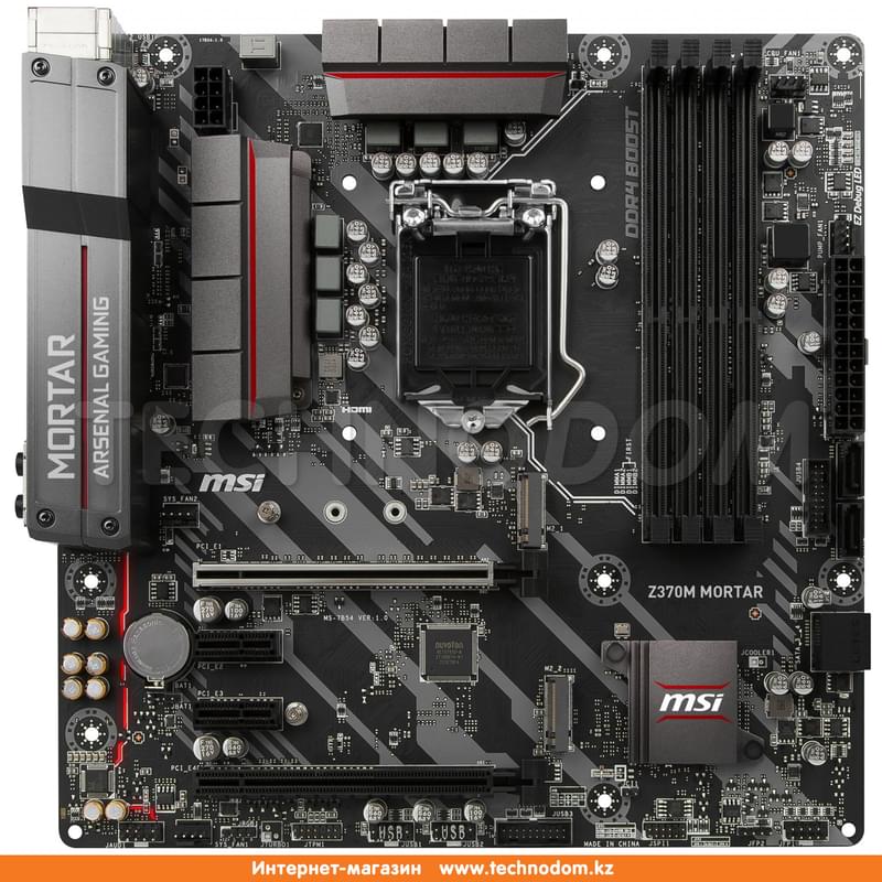 Материнская плата MSI Z370M MORTAR LGA1151 4DDR4 PCI-E 2x16 2x1 (HDMI+DP+DVI-D) mATX - фото #0, Technodom.kz