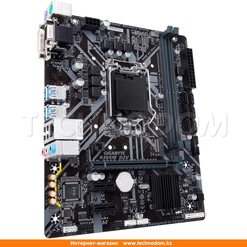 Материнская плата Gigabyte B360M D2V LGA1151 2DDR4 PCI-E 1x16 2x1 (DVI-D+VGA) mATX - фото #1, Technodom.kz