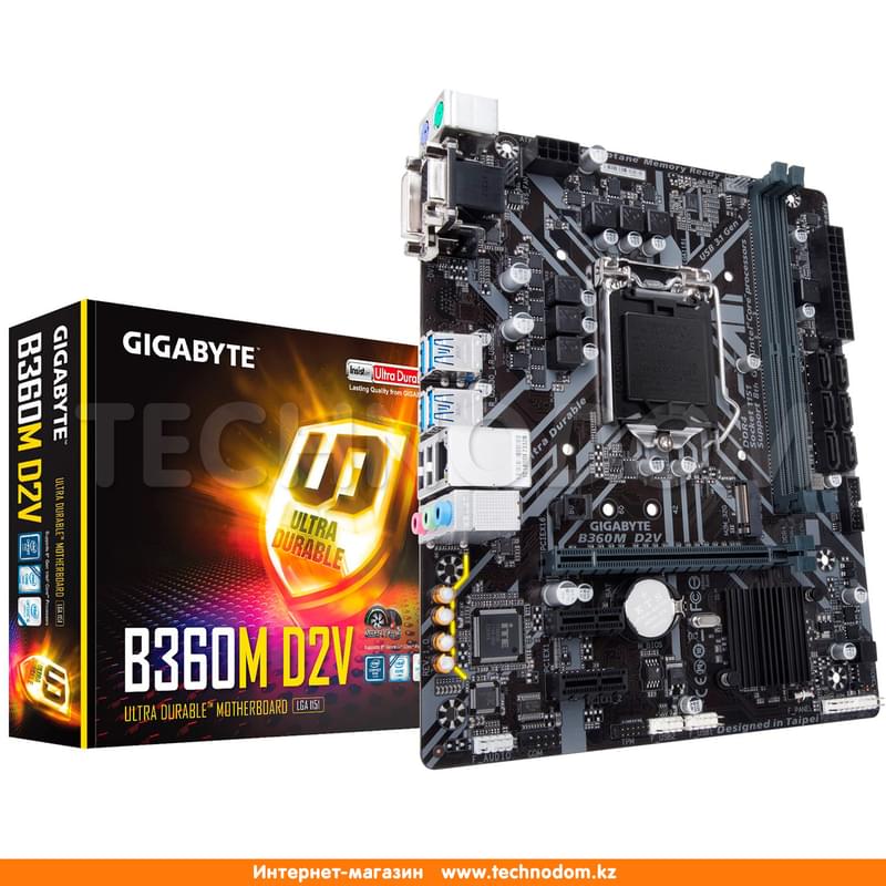 Материнская плата Gigabyte B360M D2V LGA1151 2DDR4 PCI-E 1x16 2x1 (DVI-D+VGA) mATX - фото #4, Technodom.kz