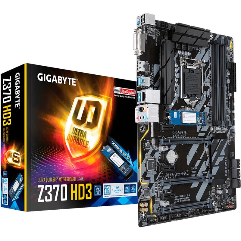 Материнская плата Gigabyte Z370 HD3-OP LGA1151 4DDR4 PCI-E 3x16 3x1 (HDMI+DVI-D) ATX - фото #4, Technodom.kz