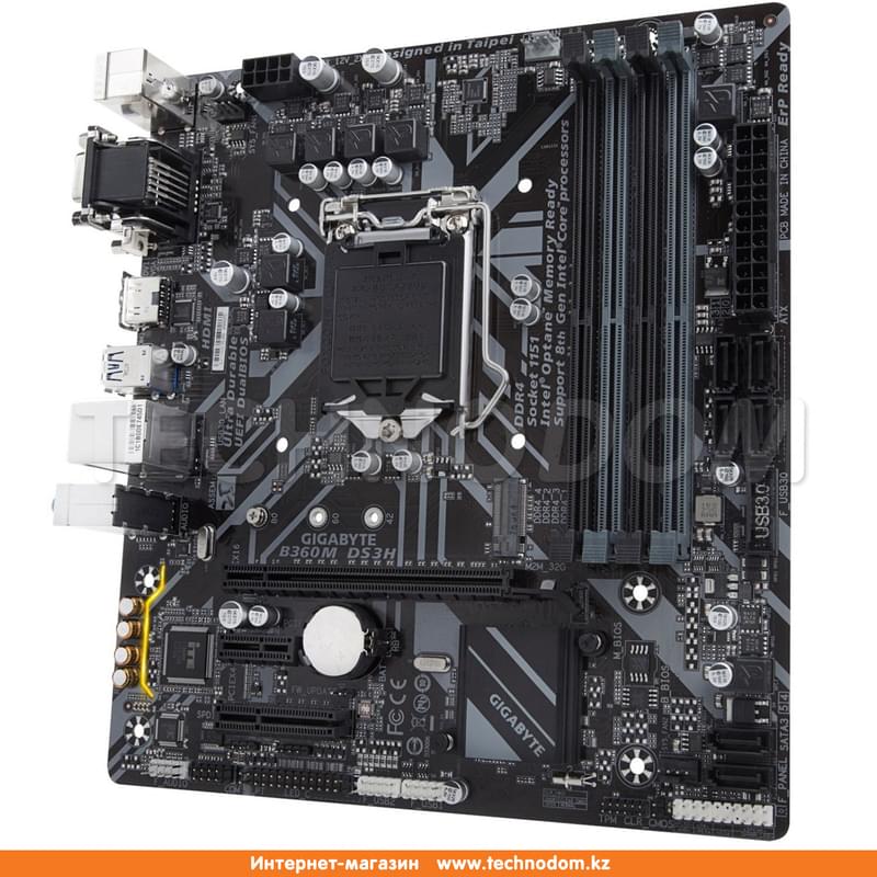 Материнская плата Gigabyte B360M HD3 LGA1151 2DDR4 PCI-E 2x16 2x1 (HDMI+DVI-D+VGA) mATX - фото #1, Technodom.kz