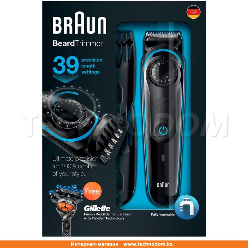 Триммер Braun BT-3040 BK/BLU - фото #2, Technodom.kz