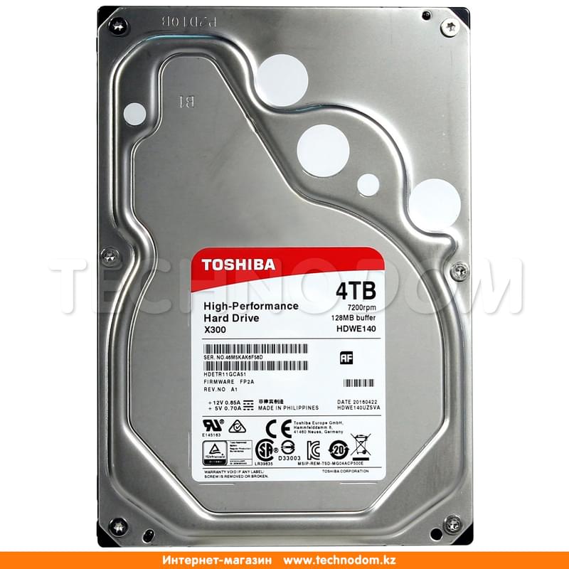 Внутренний HDD 3.5" 4TB Toshiba X300 SATA-III (HDWE140EZSTA) - фото #0, Technodom.kz