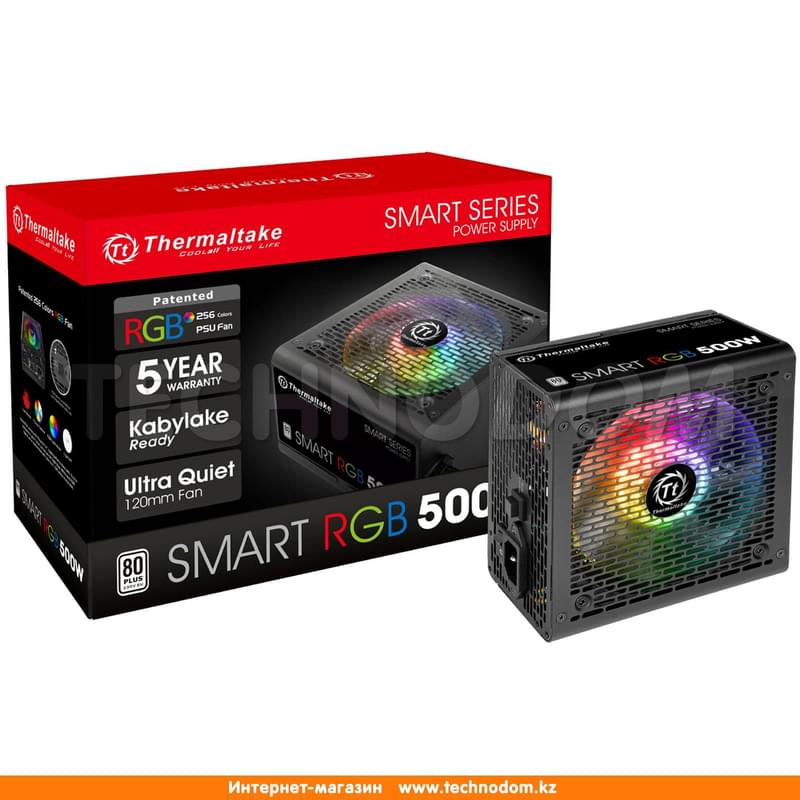 Блок питания Thermaltake Smart RGB 500W APFC 80 PLUS ATX 20+4 pin, 4+4pin (PS-SPR-0500NHSAWE-1) - фото #6, Technodom.kz