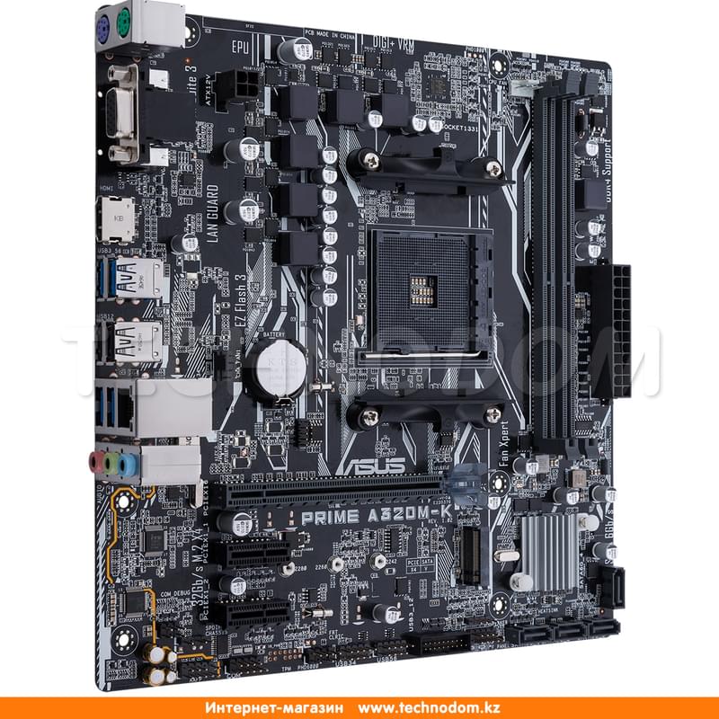 Материнская плата Asus PRIME A320M-K AM4 2DDR4 PCI-E 1x16 2x1 (HDMI+VGA) mATX - фото #1, Technodom.kz