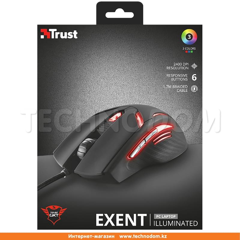 Мышка игровая проводная USB Trust GXT 152 ILLTED LED, Black - фото #3, Technodom.kz