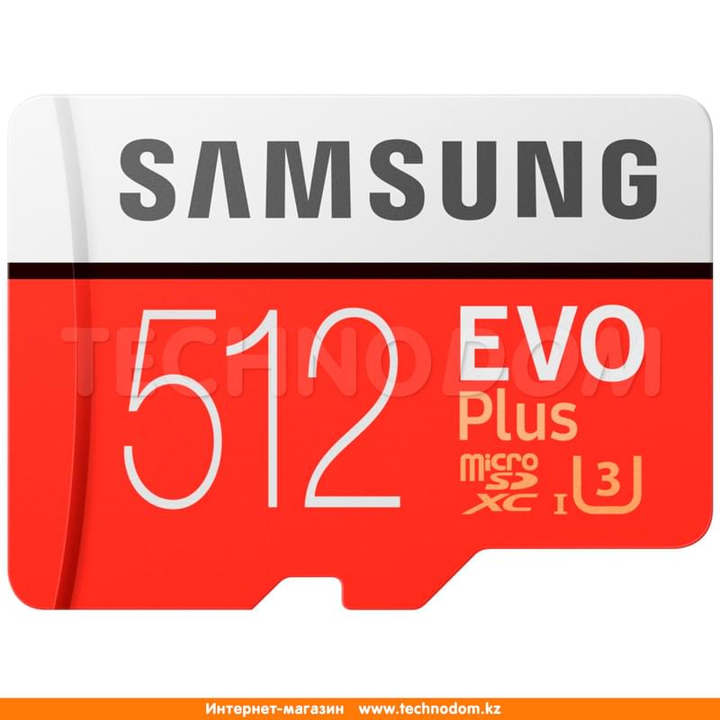 Карта памяти MicroSD 512GB Samsung Evo+, UHS-I 100MB/s, Class 10 + SD Adapter (MB-MC512GA/RU) - фото #0, Technodom.kz