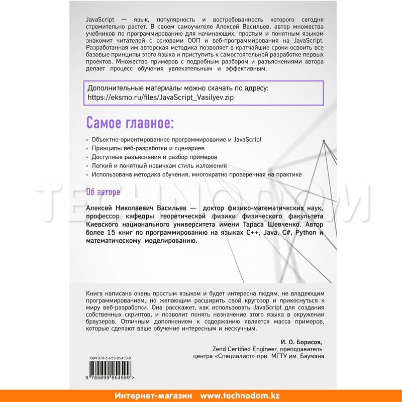 JavaScript в примерах и задачах, Васильев А.Н., Российский компьютерный бестселлер - фото #1, Technodom.kz