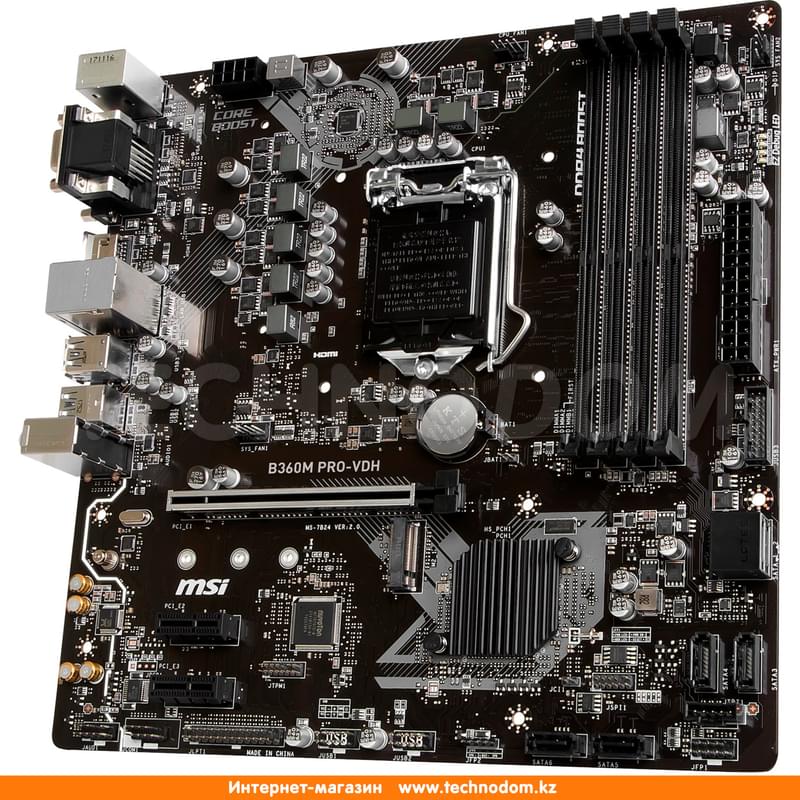 Материнская плата MSI B360M PRO-VDH LGA1151 4DDR4 PCI-E 1x16 2x1 (HDMI+DVI-D+VGA) mATX - фото #2, Technodom.kz