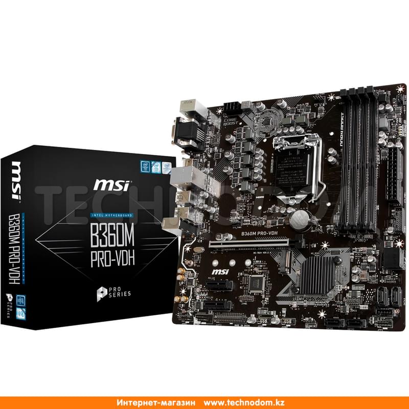 Материнская плата MSI B360M PRO-VDH LGA1151 4DDR4 PCI-E 1x16 2x1 (HDMI+DVI-D+VGA) mATX - фото #5, Technodom.kz