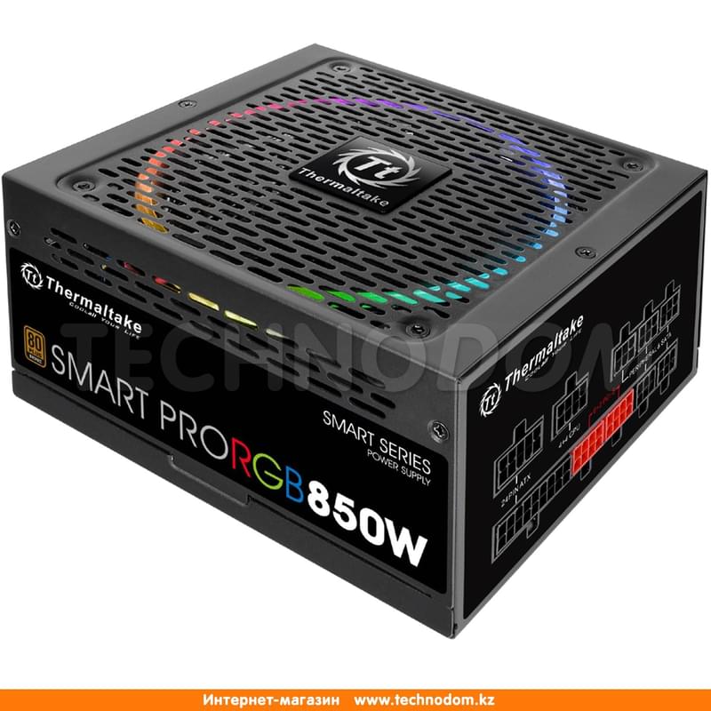 Блок питания Thermaltake Smart Pro RGB 850W APFC 80 PLUS ATX 20+4 pin, 4+4pin (PS-SPR-0850FPCBEU-R) - фото #4, Technodom.kz