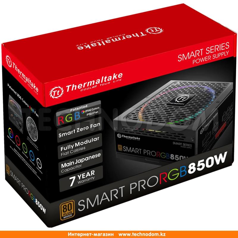 Блок питания Thermaltake Smart Pro RGB 850W APFC 80 PLUS ATX 20+4 pin, 4+4pin (PS-SPR-0850FPCBEU-R) - фото #9, Technodom.kz