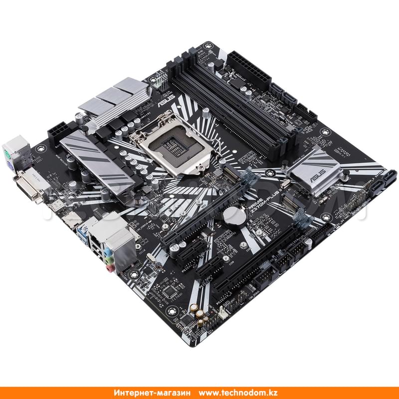 Материнская плата Asus PRIME Z370M-PLUS II LGA1151 4DDR4 PCI-E 2x16 4x1 (HDMI+DVI) ATX - фото #0, Technodom.kz