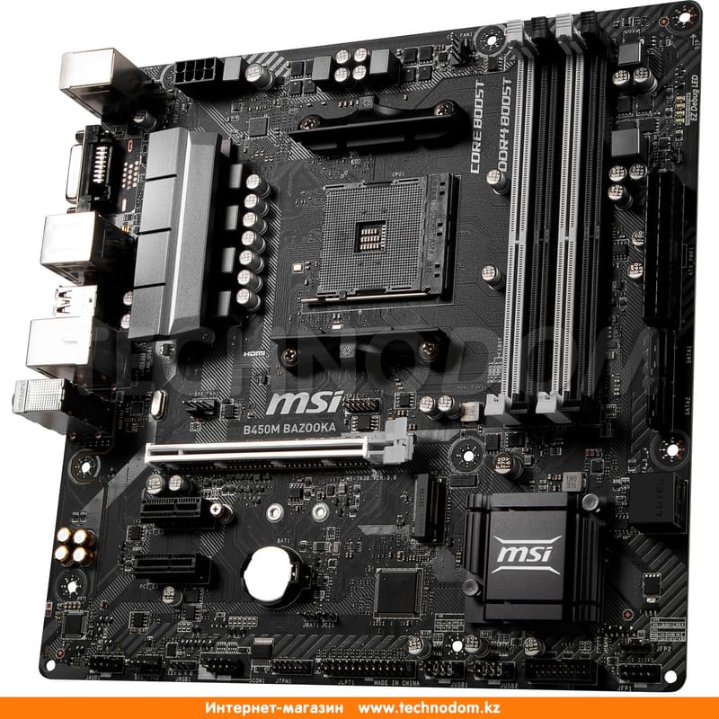 Материнская плата MSI B450M BAZOOKA AM4 4DDR4 PCI-E 1x16 2x1 (HDMI+DVI-D) mATX - фото #2, Technodom.kz