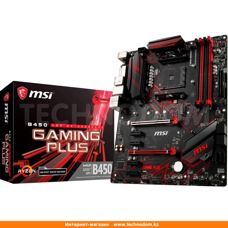 Материнская плата MSI B450 GAMING PLUS AM4 4DDR4 PCI-E 2x16 4x1 (HDMI+DVI-D) ATX - фото #6, Technodom.kz