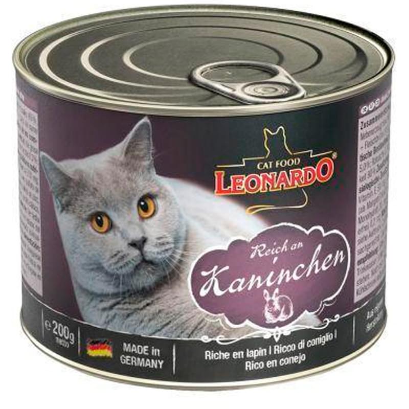 Влажный корм для кошек Leonardo rabbit кролик 200 г - фото #0, Technodom.kz