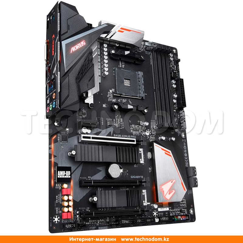 Материнская плата Gigabyte B450 AORUS PRO AM4 4DDR4 PCIe 3x16 1x1 (HDMI+DVI-D) ATX - фото #1, Technodom.kz