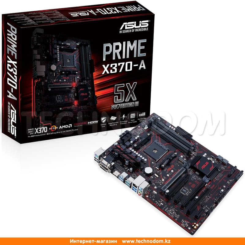Материнская плата Asus PRIME X370-A AM4, 4DDR4 PCI-E 2x16 2x1 (HDMI+DVI+VGA) ATX - фото #5, Technodom.kz
