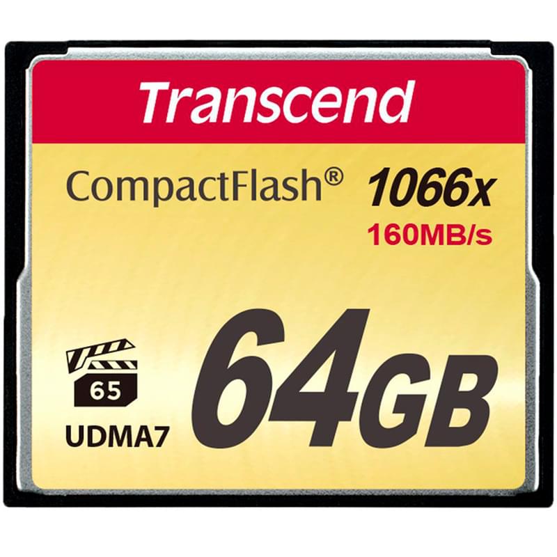 Карта памяти Compact Flash 64GB Transcend Ultimate 1000x, до 160MB/s (TS64GCF1000) - фото #0, Technodom.kz