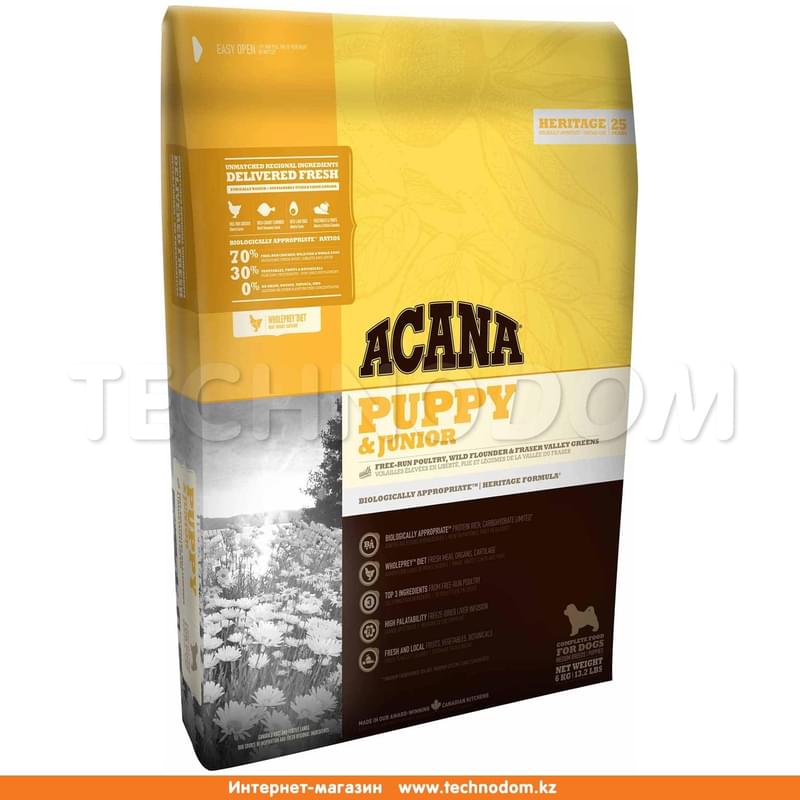 Сухой корм для щенков Acana Puppy&Junior, 6,0 кг - фото #0, Technodom.kz