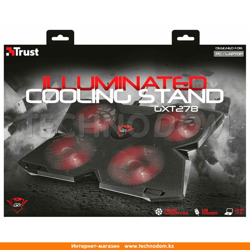 Охлаждающая подставка для ноутбука Trust GXT 278 YOZU до 17.3", Чёрный - фото #5, Technodom.kz