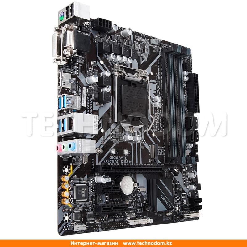Материнская плата Gigabyte B360M DS3H LGA1151v2 4DDR4 PCI-E 2x16 1x1 (HDMI+D-Sub+DVI-D)mATX - фото #1, Technodom.kz