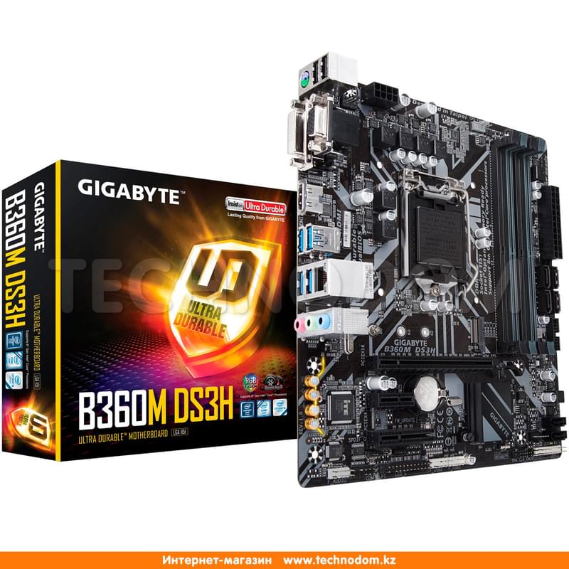 Материнская плата Gigabyte B360M DS3H LGA1151v2 4DDR4 PCI-E 2x16 1x1 (HDMI+D-Sub+DVI-D)mATX - фото #4, Technodom.kz