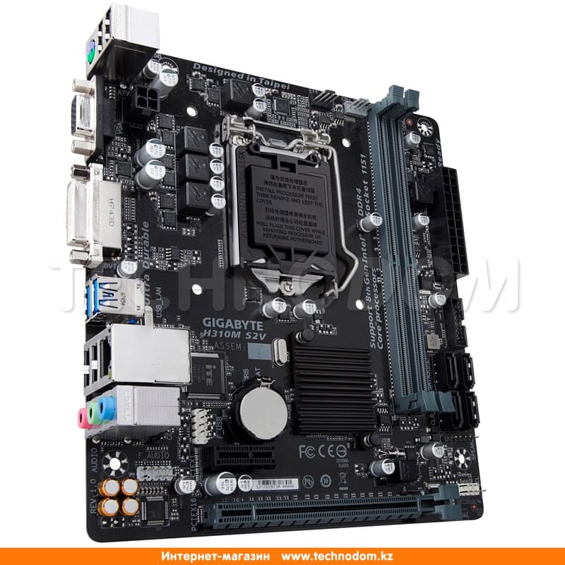 Материнская плата Gigabyte H310M S2V LGA1151v2 2DDR4 PCI-E 1x16 1x1 (DVI-D+VGA) mATX - фото #1, Technodom.kz