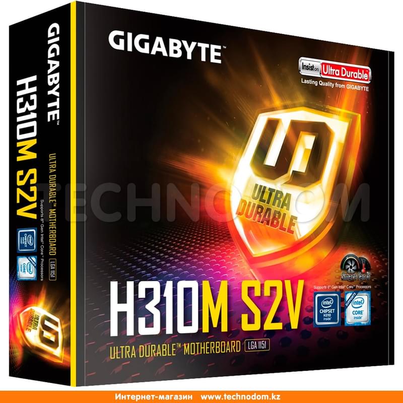 Материнская плата Gigabyte H310M S2V LGA1151v2 2DDR4 PCI-E 1x16 1x1 (DVI-D+VGA) mATX - фото #4, Technodom.kz