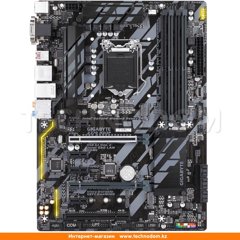 Материнская плата Gigabyte Z370 HD3P LGA1151 4DDR4 PCI-E 2x16 3x1 (HDMI+DVI-D+VGA) ATX - фото #0, Technodom.kz