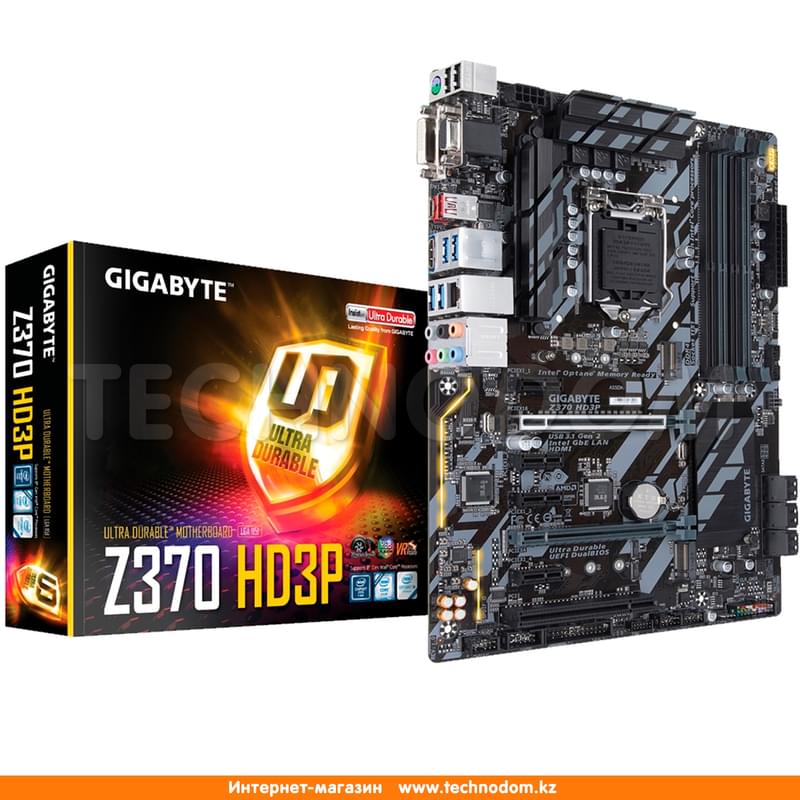 Материнская плата Gigabyte Z370 HD3P LGA1151 4DDR4 PCI-E 2x16 3x1 (HDMI+DVI-D+VGA) ATX - фото #4, Technodom.kz