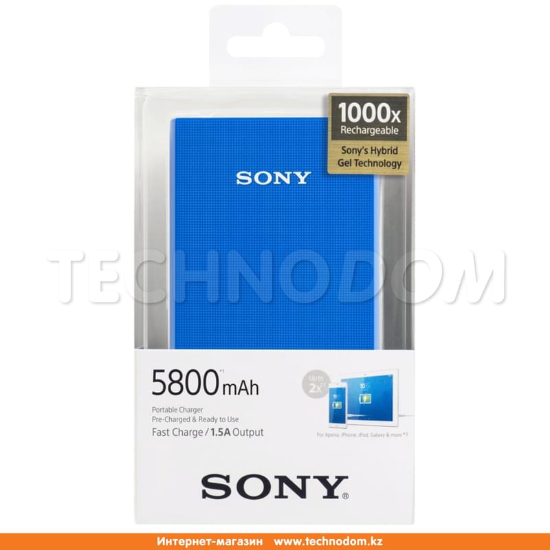 Внешний аккумулятор Sony, 5800Mah, Blue (CP-E6BL) - фото #1, Technodom.kz