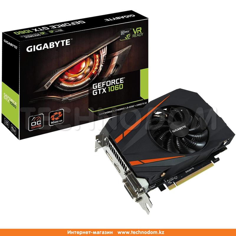Видеокарта Gigabyte Nvidia GeForce GTX 1060 6Gb Mini ITX OC (2*DVI+HDMI+DP)(GV-N1060IXOC-6GD) - фото #4, Technodom.kz
