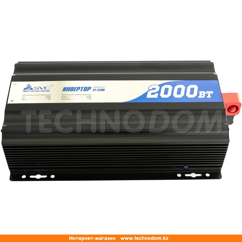 Инвертор SVC, 2000W, Клем.К, 2Shuko, 1*USB 2A, LED, Black (BI-2000) - фото #0, Technodom.kz