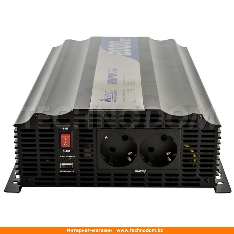 Инвертор SVC, 2000W, Клем.К, 2Shuko, 1*USB 2A, LED, Black (BI-2000) - фото #1, Technodom.kz