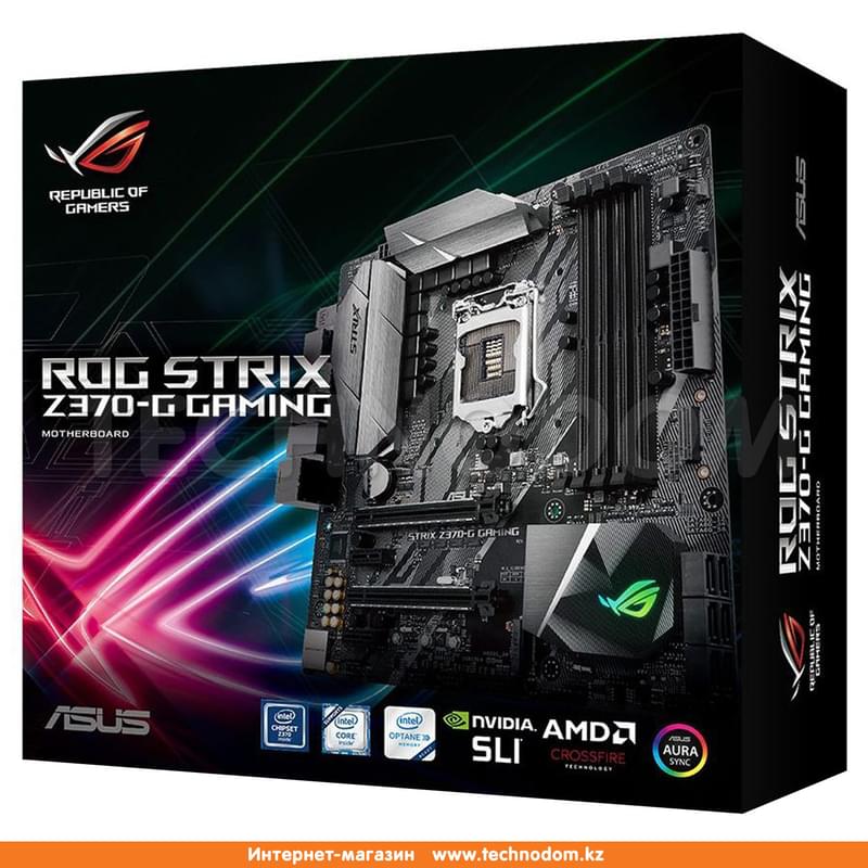 Материнская плата Asus ROG STRIX Z370-G Gaming (WI-FI) LGA1151 4DDR4 PCI-E 2x16 2x1 (HDMI+DP) mATX - фото #3, Technodom.kz
