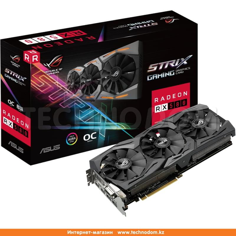 Видеокарта Asus RX 580 ROG-STRIX-RX580-O8G-GAMING 8GB 256bit/G5 (2HDMI+2DP+DVI) - фото #6, Technodom.kz