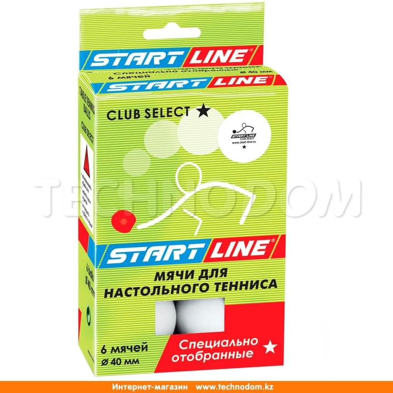Мячи для настольного тенниса Start line Club Select 1* (6 шт, бел.) - фото #0, Technodom.kz