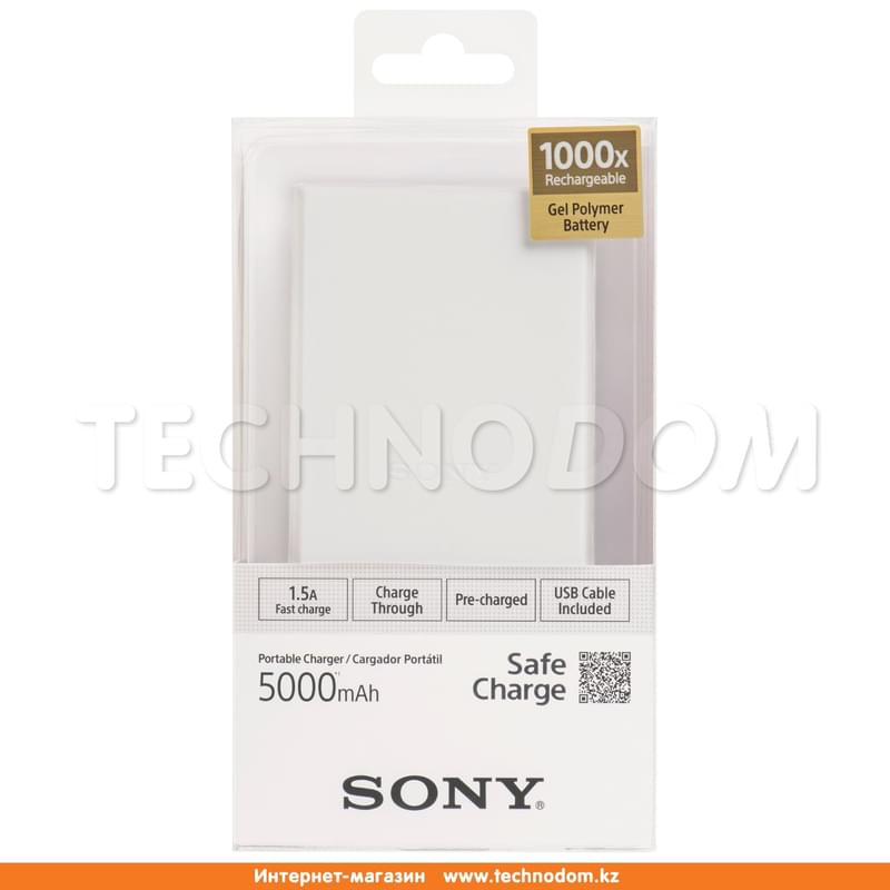 Внешний аккумулятор Sony, 5000Mah, White (CP-V5BWC) - фото #1, Technodom.kz