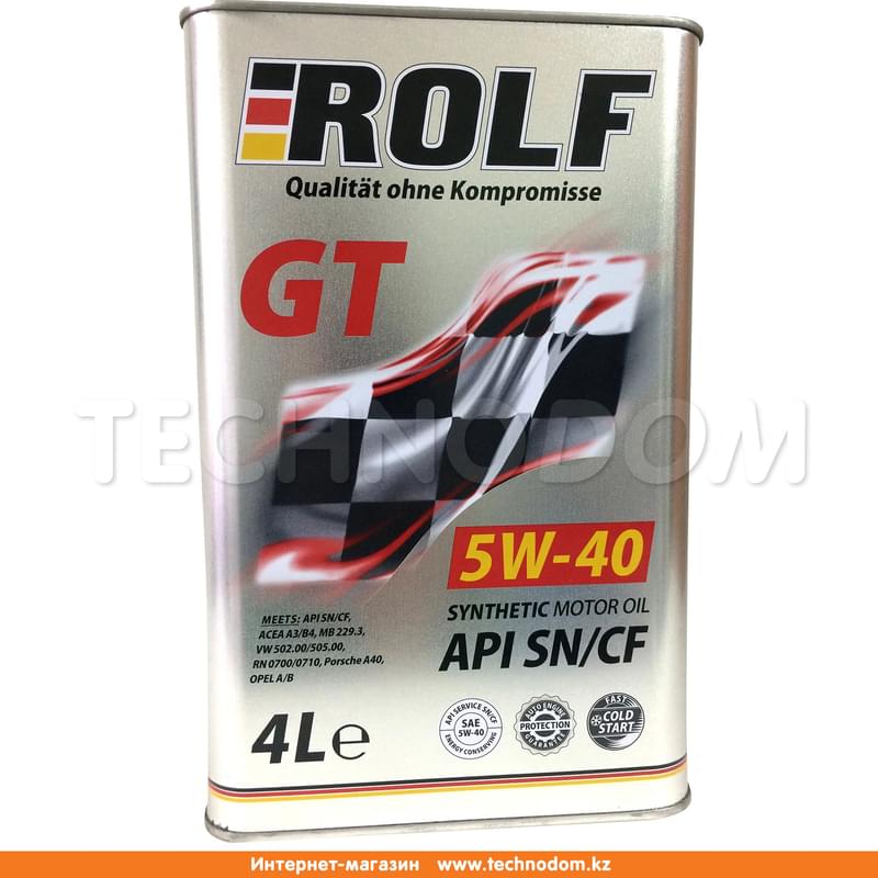 Моторное масло ROLF GT SAE 5W40 API SN/CF 4л - фото #0, Technodom.kz