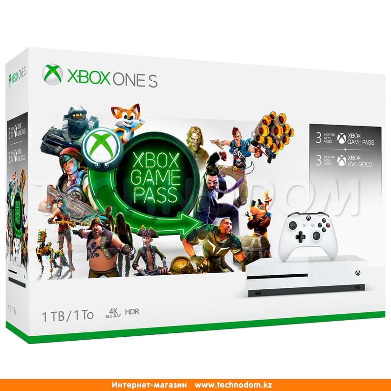 Игровая консоль XBOX One S 1TB + подписки Live и Game Pass на 3 мес (234-00357) - фото #0, Technodom.kz