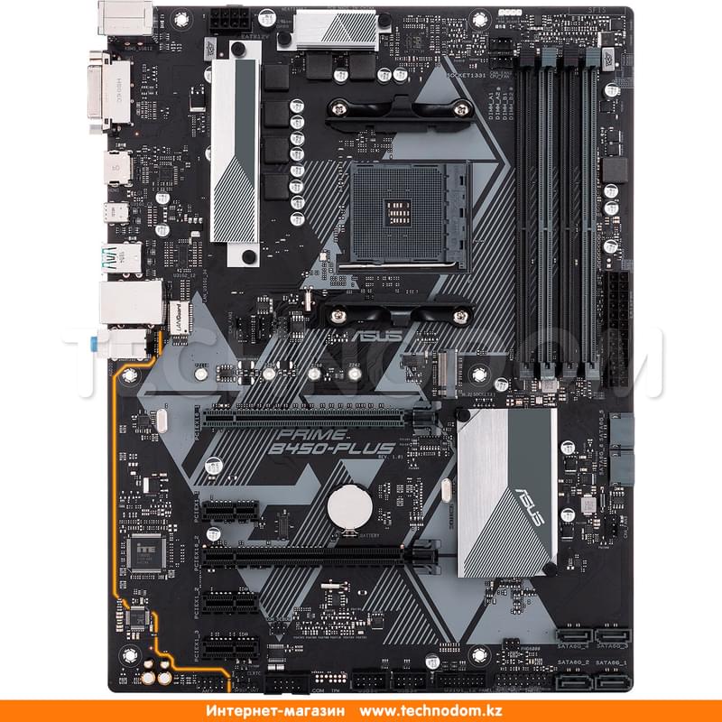Материнская плата Asus PRIME B450-PLUS 4DDR4 PCI-E 2x16 3x1 AM4 (HDMI+DVI-D) ATX - фото #0, Technodom.kz