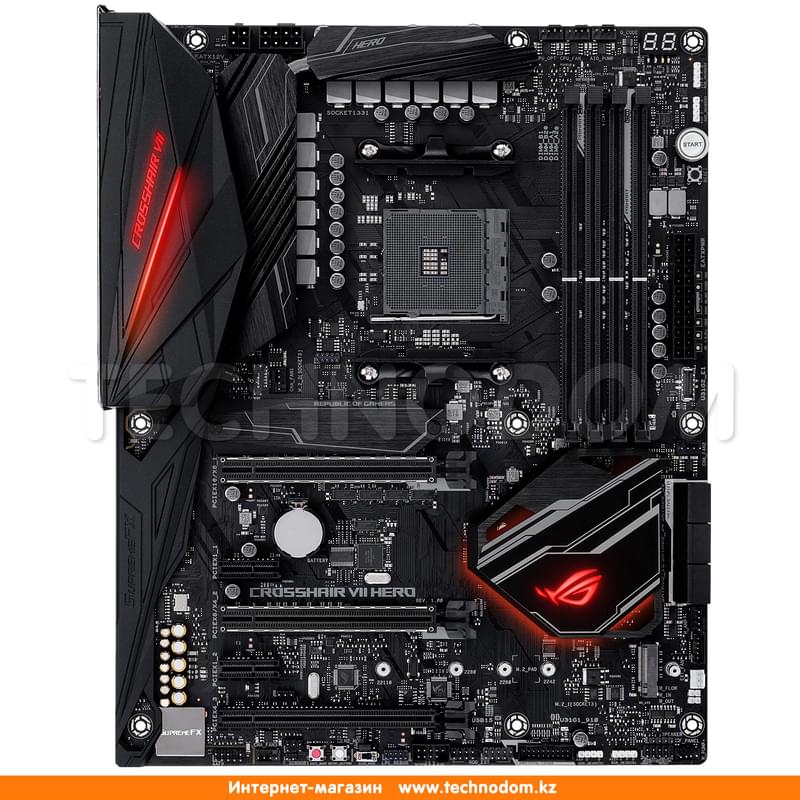Материнская плата Asus ROG CROSSHAIR VII HERO AM4 X470 4DDR4 PCI-E 3x16 2x1 ATX - фото #0, Technodom.kz