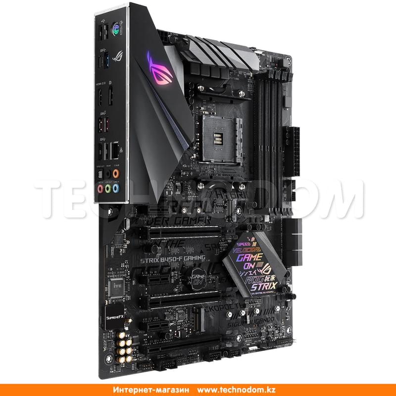 Материнская плата Asus ROG STRIX B450-F GAMING AM4 B450 4DDR4 PCI-E 3x16 3x1 (HDMI+DP) ATX - фото #1, Technodom.kz