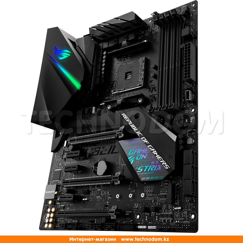 Материнская плата Asus ROG STRIX X470-F GAMING AM4 X470 4DDR4 PCI-E 3x16 2x1 (HDMI+DP) ATX - фото #1, Technodom.kz