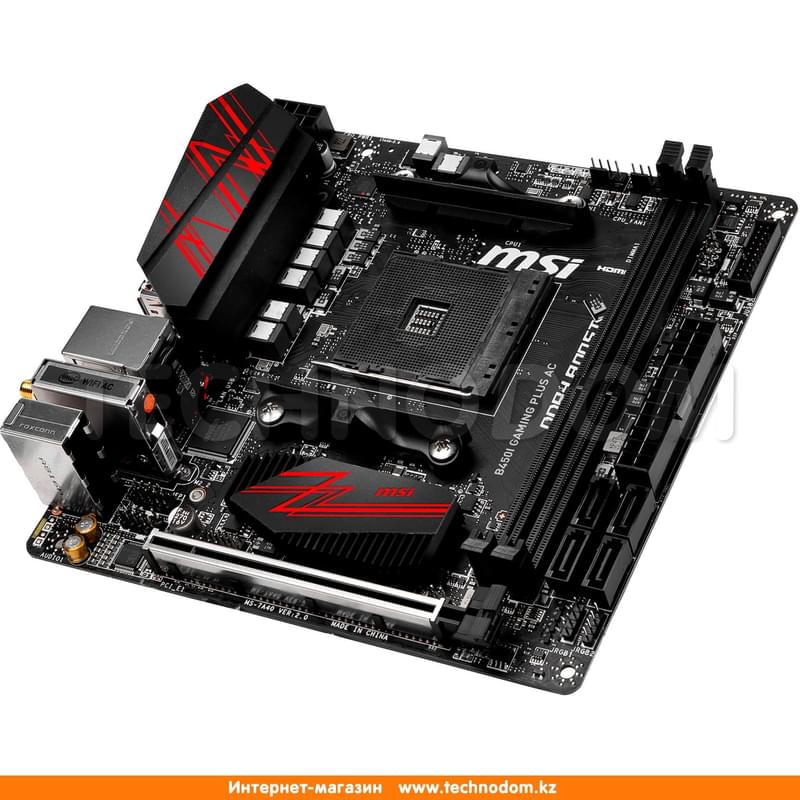 Материнская плата MSI B450I GAMING PLUS AC AM4 B450 2DDR4 PCI-E 2x16 3x1 (HDMI+DVI-D) mITX - фото #2, Technodom.kz