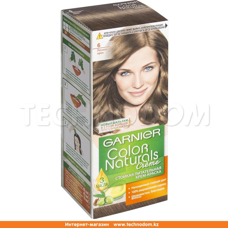 Крем-краска стойкая питательная Color Naturals 6 Лесной орех Garnier - фото #0, Technodom.kz