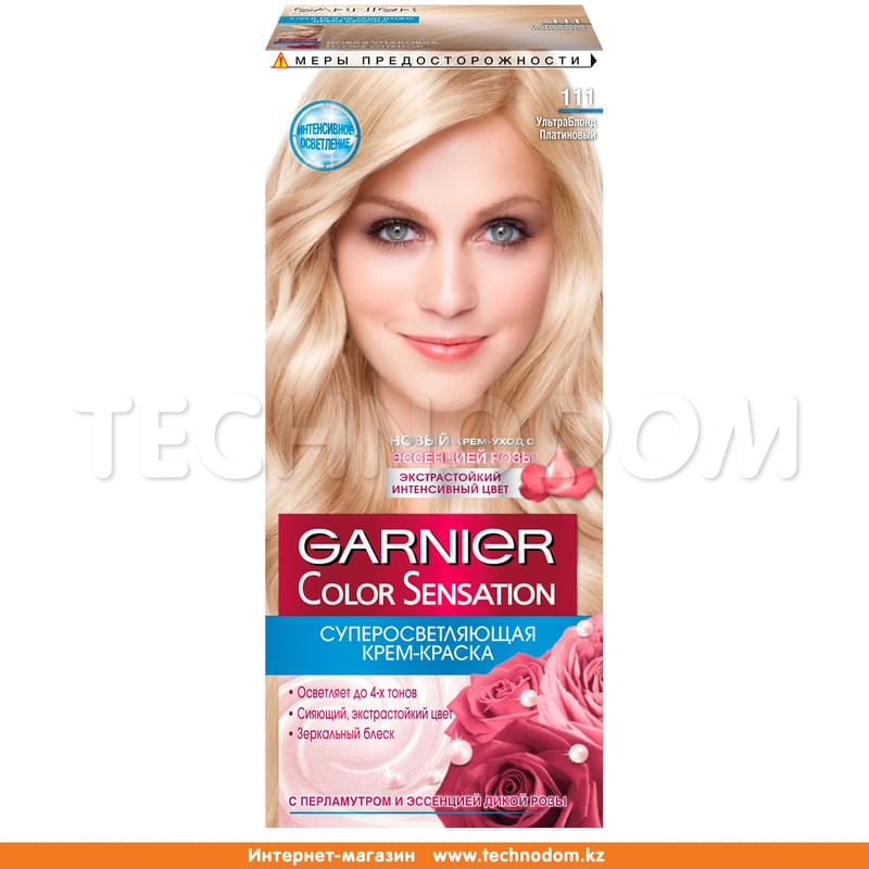 Крем-краска стойкая Color Sensation Роскошь цвета 111 Ультра блонд платиновый Garnier - фото #0, Technodom.kz